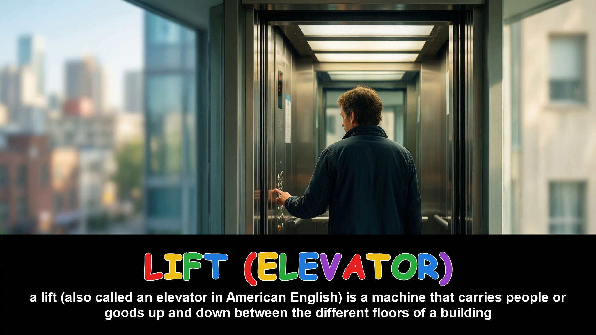 English Illustration for lift (elevator)